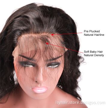 Hair Line Transparent Natural 13x4 Ear to Ear Lace Frontal Remy Brazilian Hair WEAVING Body Wave Machine Double Weft